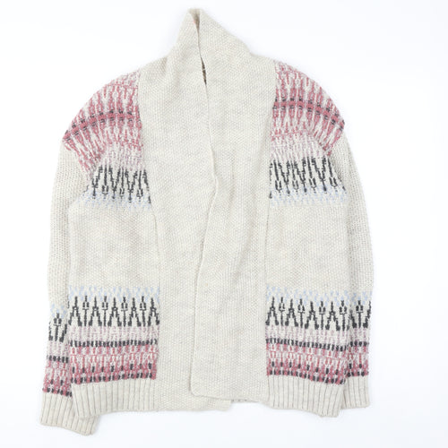 Marks and Spencer Women’s Beige Fair Isle Chunky Knit Cardigan Size 10