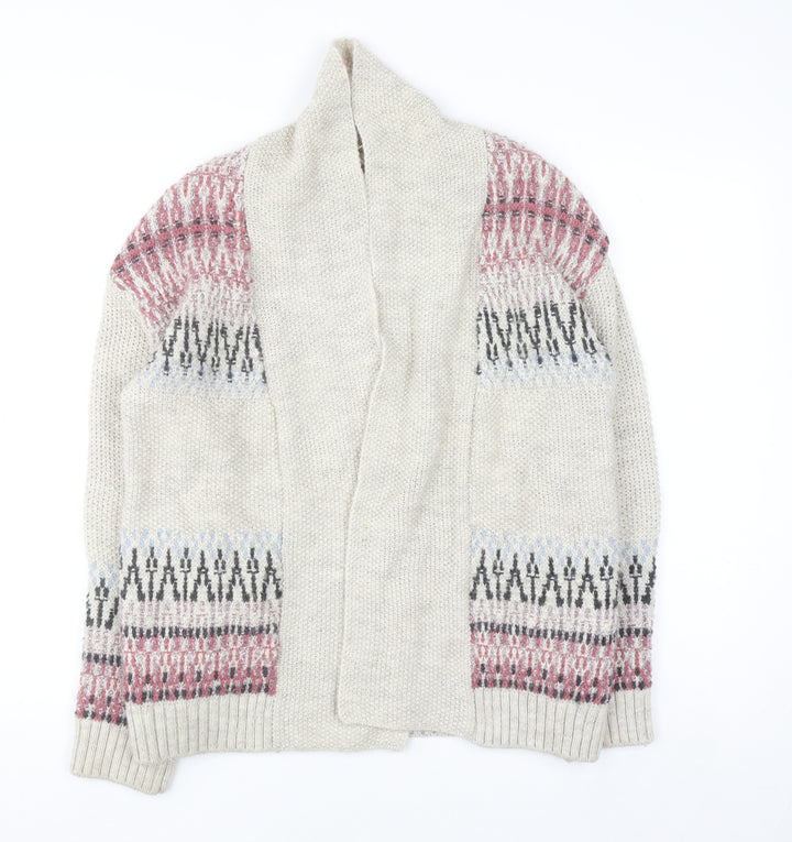 Marks and Spencer Women’s Beige Fair Isle Chunky Knit Cardigan Size 10
