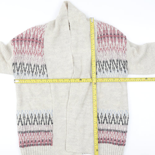 Marks and Spencer Women’s Beige Fair Isle Chunky Knit Cardigan Size 10