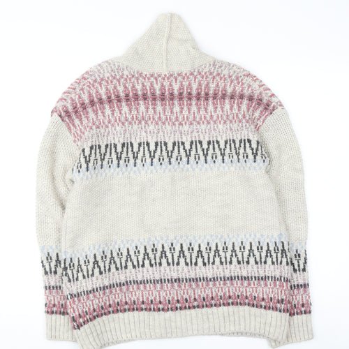 Marks and Spencer Women’s Beige Fair Isle Chunky Knit Cardigan Size 10