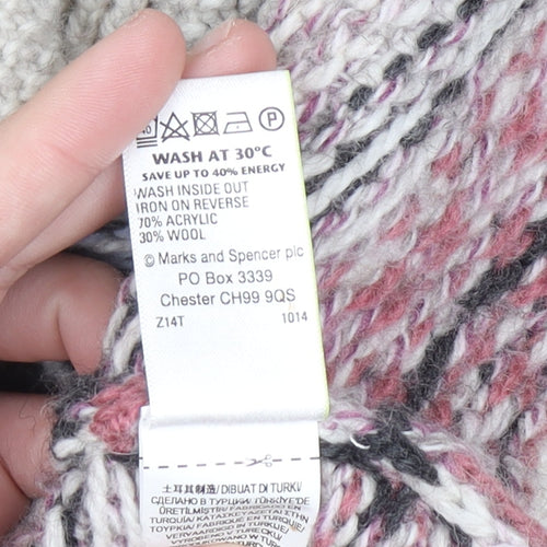 Marks and Spencer Women’s Beige Fair Isle Chunky Knit Cardigan Size 10