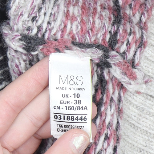 Marks and Spencer Women’s Beige Fair Isle Chunky Knit Cardigan Size 10
