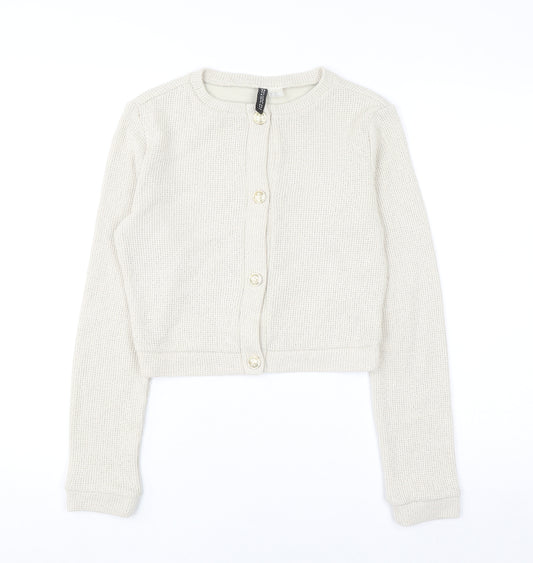 H&M Divided Women’s Beige Knit Button Cardigan 2XS