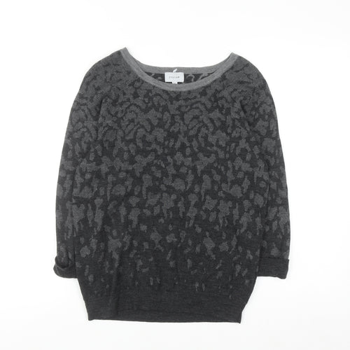 Jigsaw Women's Grey Animal Print Wool Jumper Size M
