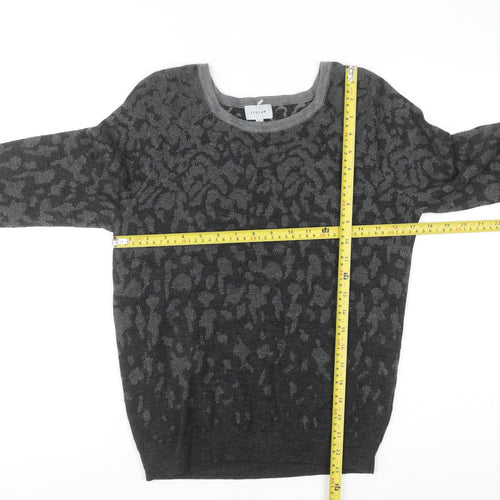 Jigsaw Women's Grey Animal Print Wool Jumper Size M