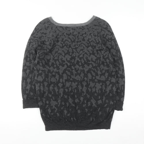 Jigsaw Women's Grey Animal Print Wool Jumper Size M