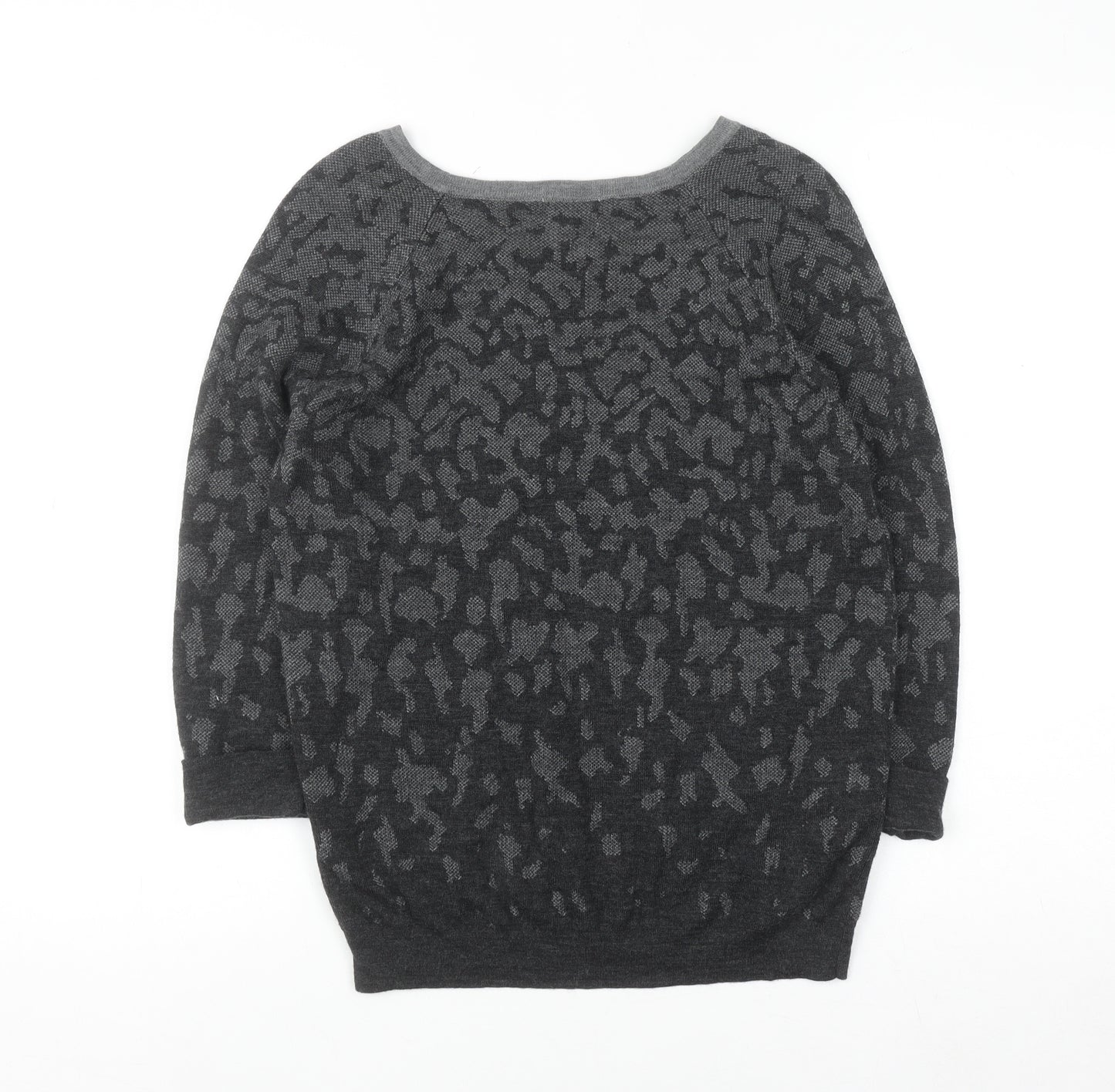Jigsaw Women's Grey Animal Print Wool Jumper Size M