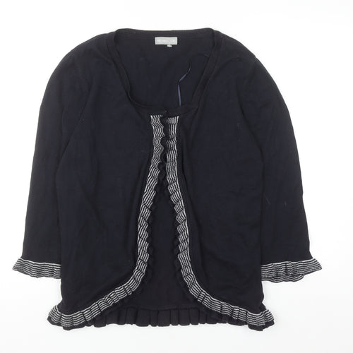 Marks and Spencer Per Una Women's Black Size 16 Ruffle Edge Knit Cardigan