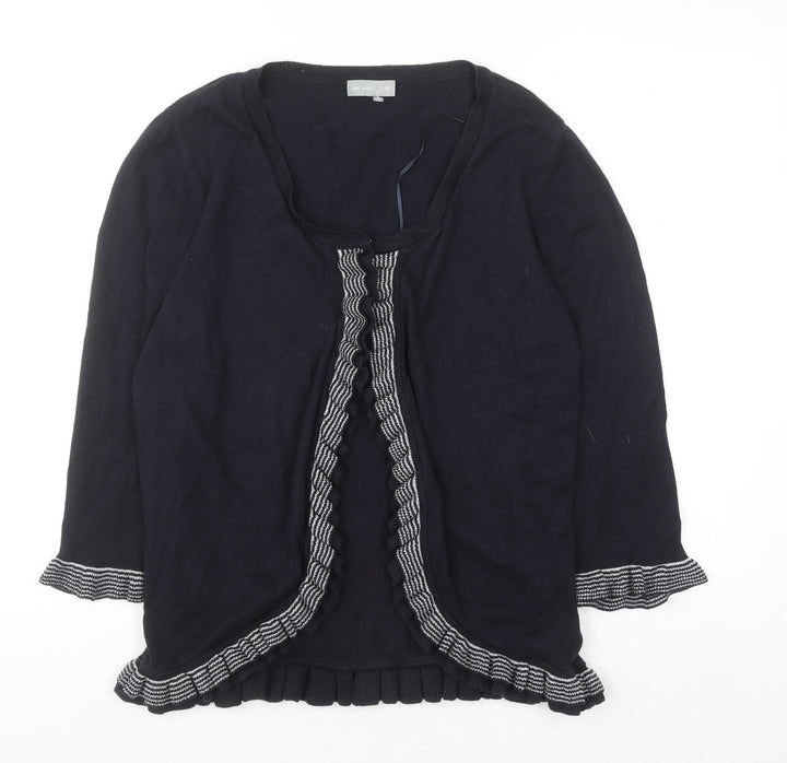 Marks and Spencer Per Una Women's Black Size 16 Ruffle Edge Knit Cardigan
