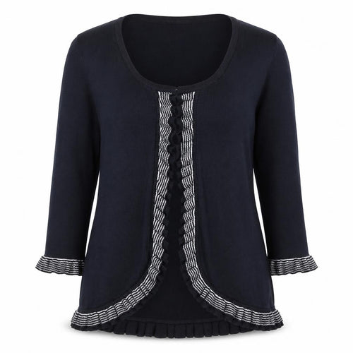 Marks and Spencer Per Una Women's Black Size 16 Ruffle Edge Knit Cardigan
