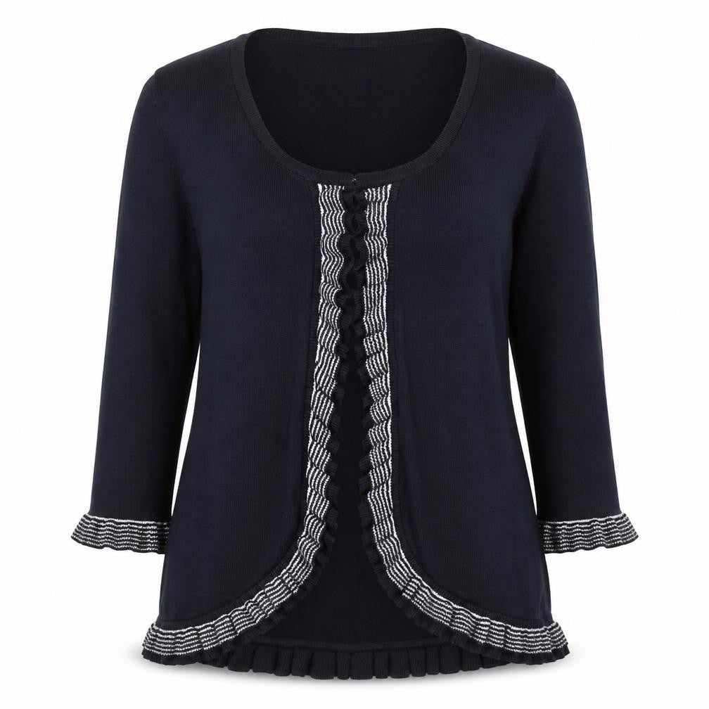 Marks and Spencer Per Una Women's Black Size 16 Ruffle Edge Knit Cardigan