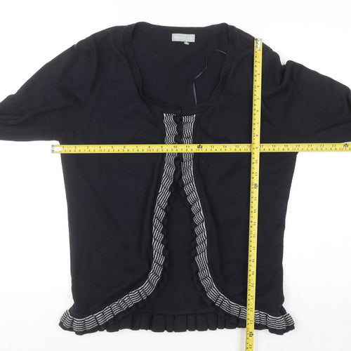 Marks and Spencer Per Una Women's Black Size 16 Ruffle Edge Knit Cardigan
