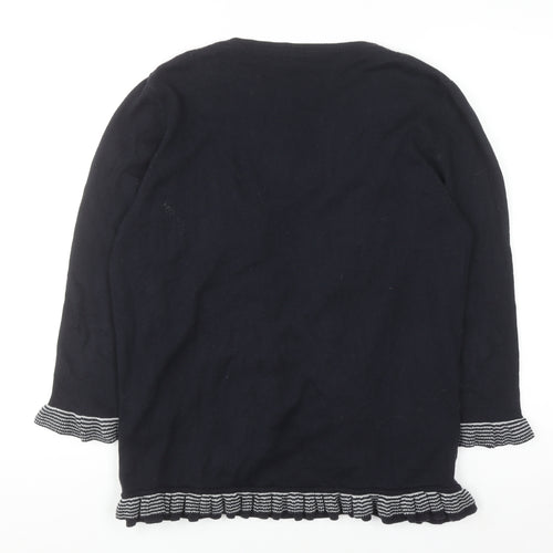 Marks and Spencer Per Una Women's Black Size 16 Ruffle Edge Knit Cardigan