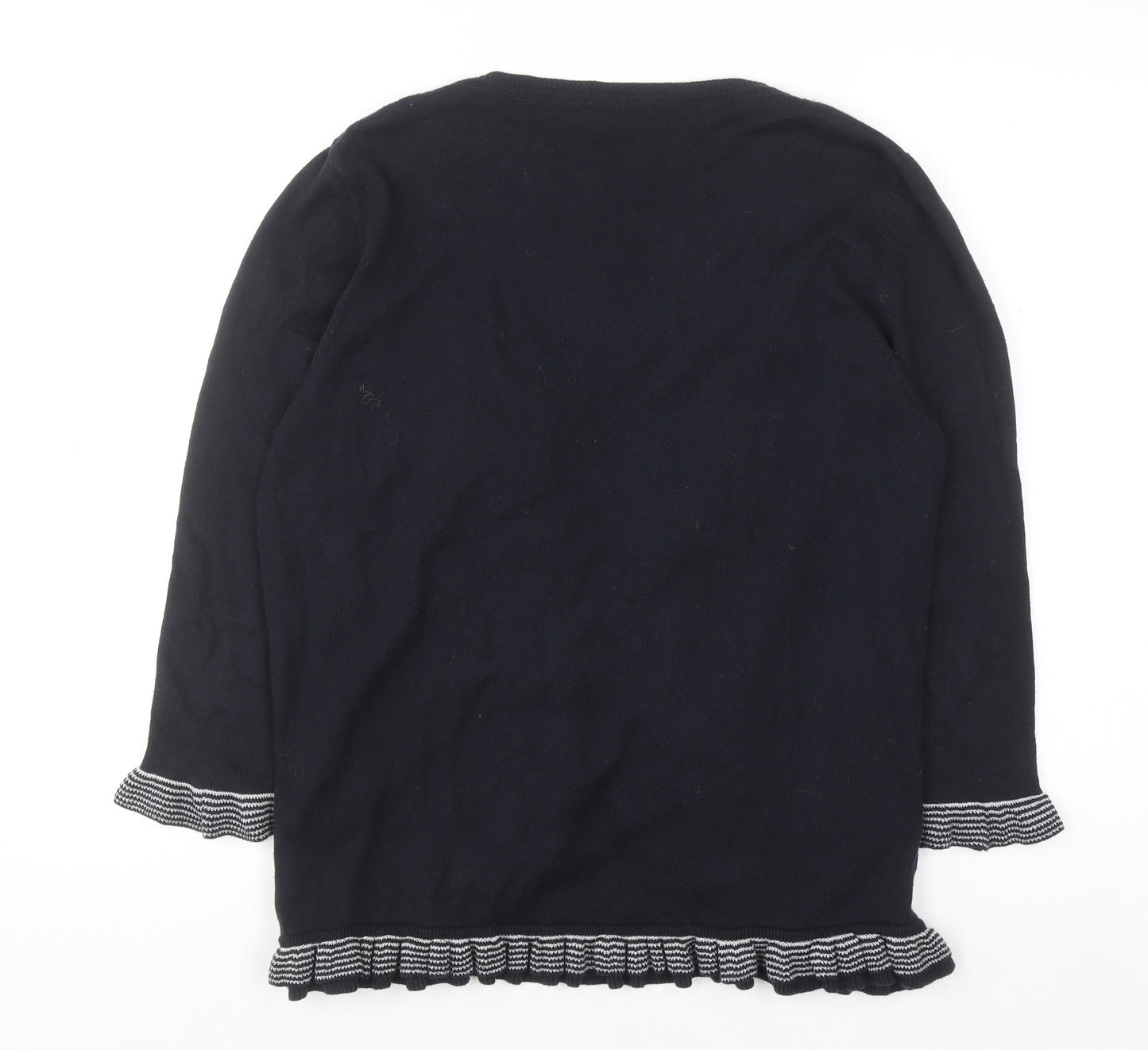Marks and Spencer Per Una Women's Black Size 16 Ruffle Edge Knit Cardigan