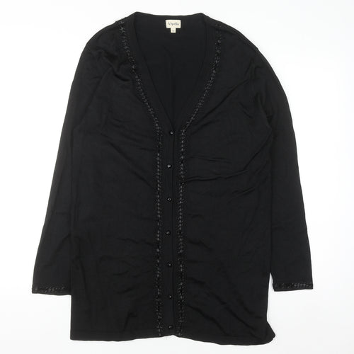 Viyella Women's Black Beaded V-Neck Cardigan Size M