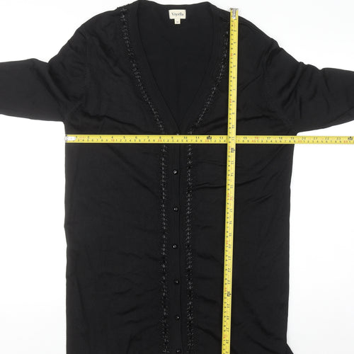 Viyella Women's Black Beaded V-Neck Cardigan Size M