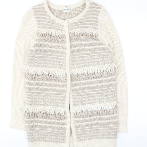 Marks and Spencer Women’s Beige Knit Fringe Cardigan Size 10