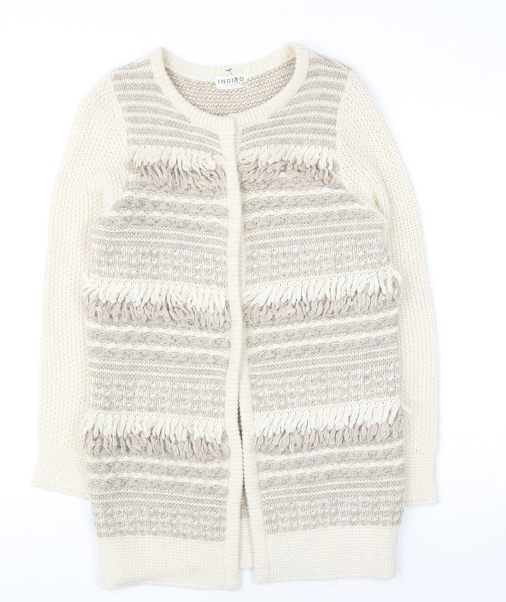 Marks and Spencer Women’s Beige Knit Fringe Cardigan Size 10