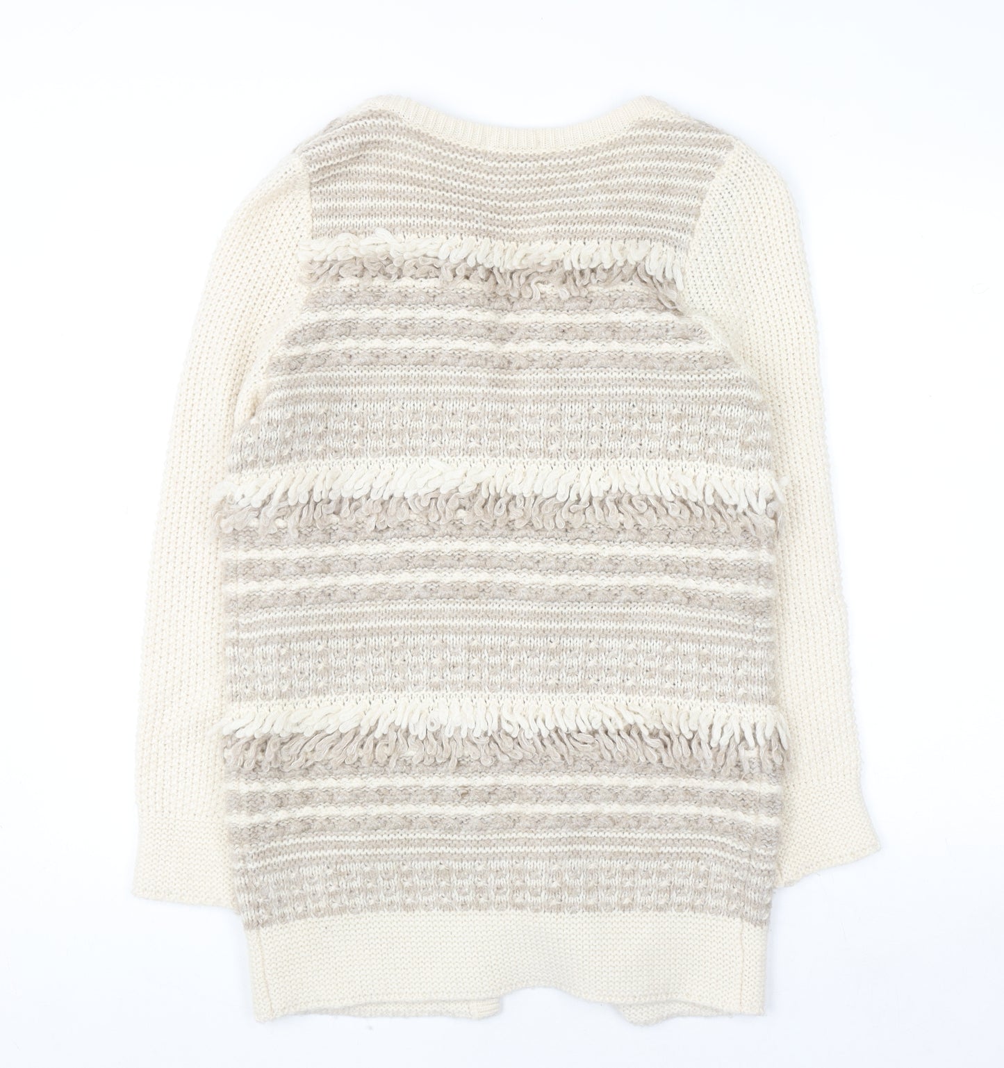 Marks and Spencer Women’s Beige Knit Fringe Cardigan Size 10