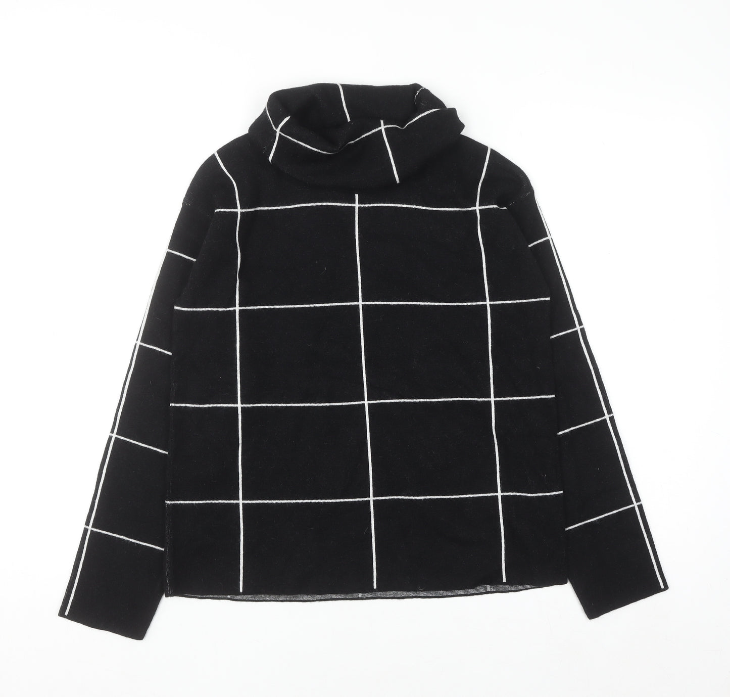 Betty Barclay Women's Black Roll Neck Checked Knit Jumper Size 10