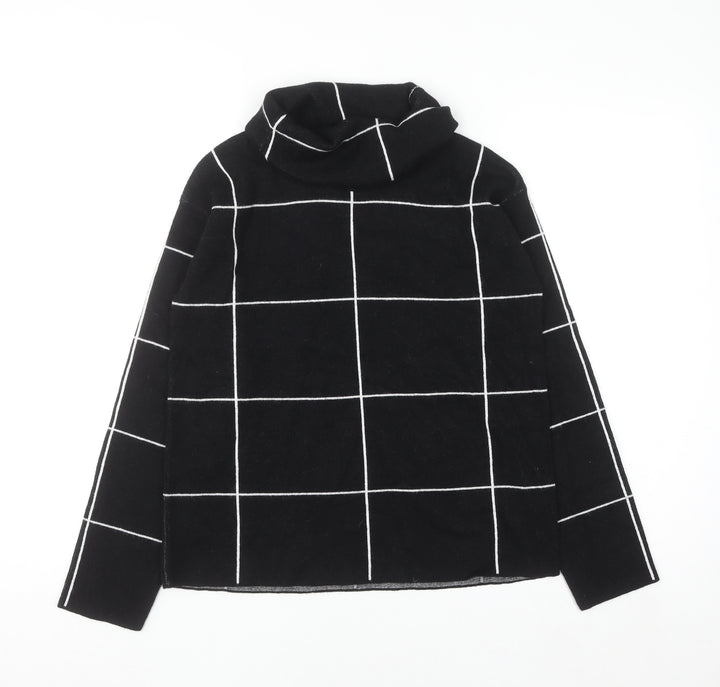 Betty Barclay Women's Black Roll Neck Checked Knit Jumper Size 10