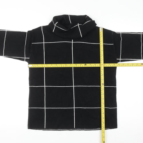 Betty Barclay Women's Black Roll Neck Checked Knit Jumper Size 10