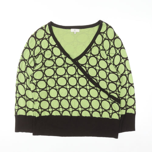 CC Women’s Green Geometric Wrap Knit Blouse XL