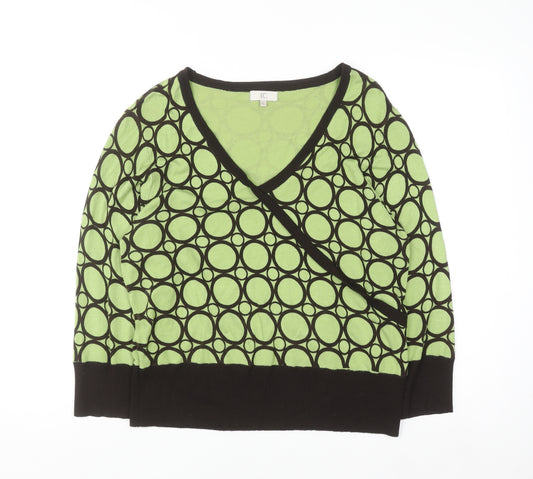 CC Women’s Green Geometric Wrap Knit Blouse XL