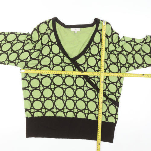 CC Women’s Green Geometric Wrap Knit Blouse XL