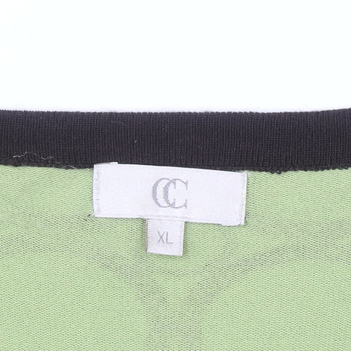 CC Women’s Green Geometric Wrap Knit Blouse XL
