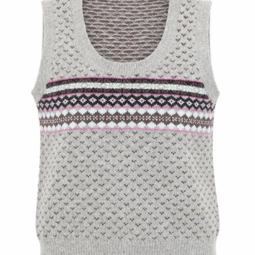 New Look Women Grey Fair Isle Knit Wool Angora Tank Size 12