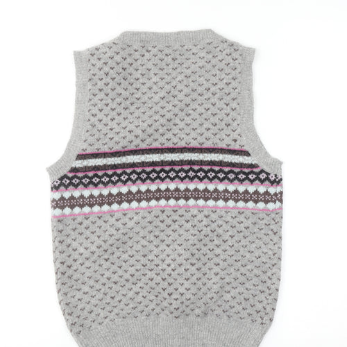 New Look Women Grey Fair Isle Knit Wool Angora Tank Size 12