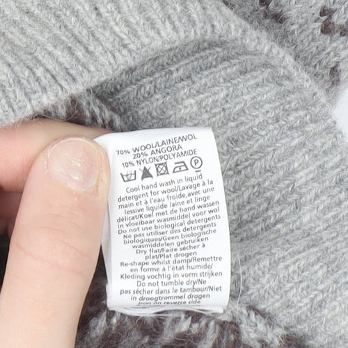 New Look Women Grey Fair Isle Knit Wool Angora Tank Size 12