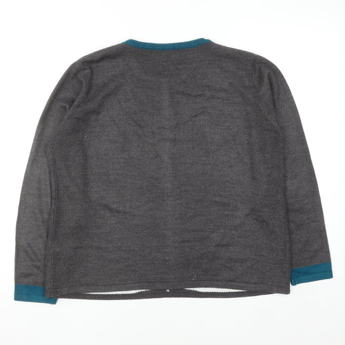 Autonomy Women's Grey Geometric Crew Neck Pullover Jumper Size L