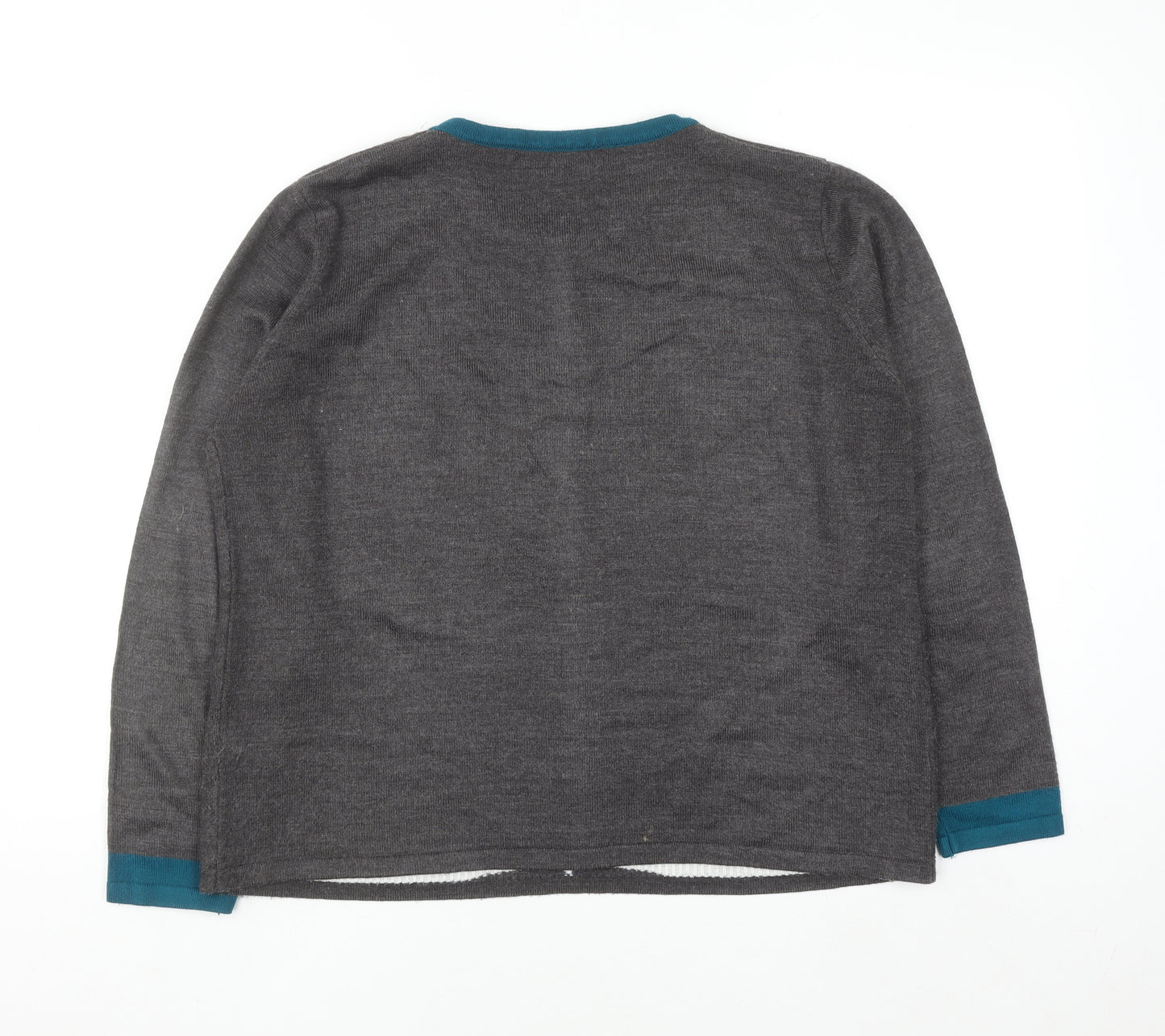 Autonomy Women's Grey Geometric Crew Neck Pullover Jumper Size L