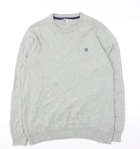 Crew Clothing Co. Men's Grey Cotton Crew Neck Jumper Size L