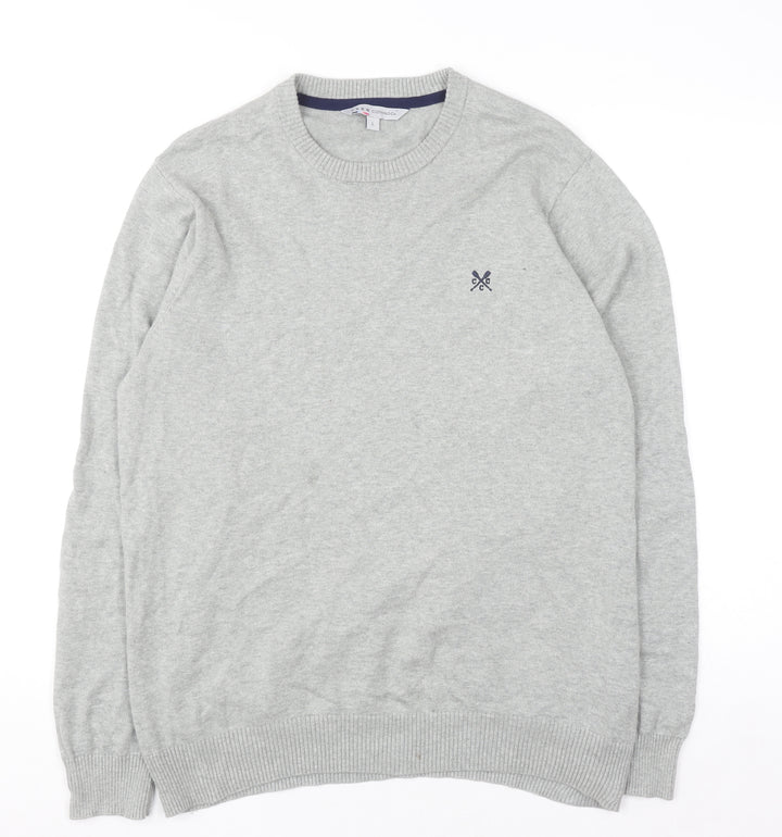 Crew Clothing Co. Men's Grey Cotton Crew Neck Jumper Size L