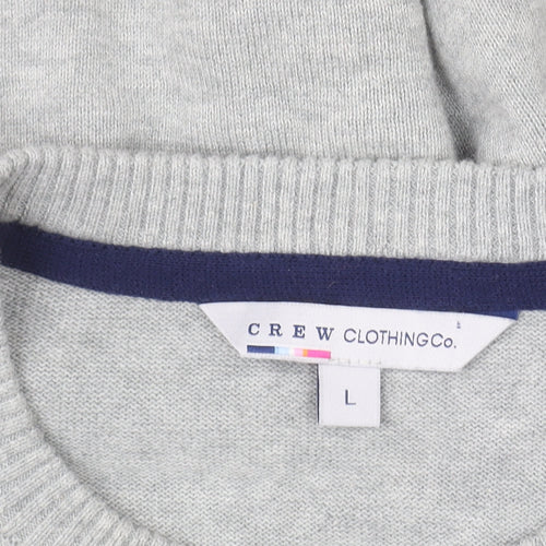 Crew Clothing Co. Men's Grey Cotton Crew Neck Jumper Size L
