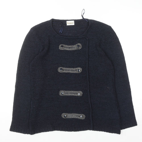 Roman Originals Women's Blue Knit Cardigan Size S Long Sleeve