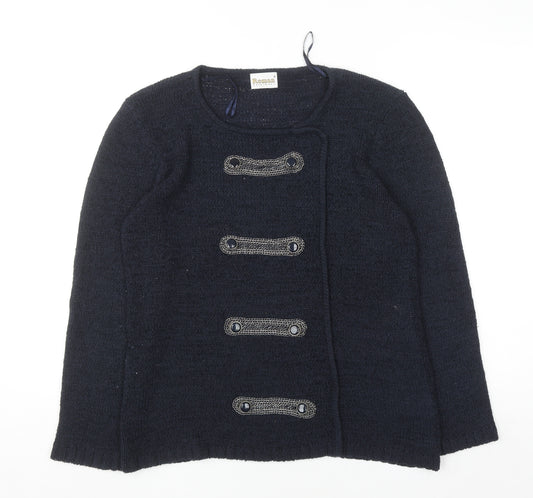Roman Originals Women's Blue Knit Cardigan Size S Long Sleeve