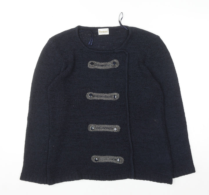 Roman Originals Women's Blue Knit Cardigan Size S Long Sleeve