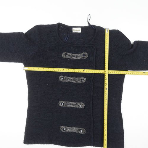 Roman Originals Women's Blue Knit Cardigan Size S Long Sleeve