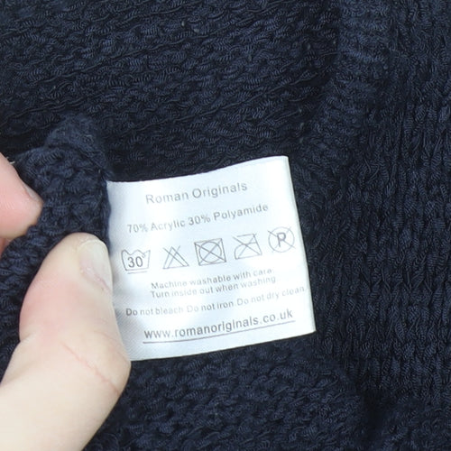 Roman Originals Women's Blue Knit Cardigan Size S Long Sleeve