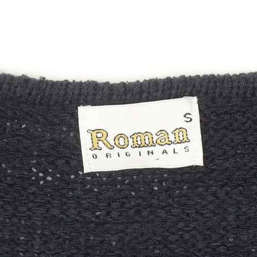 Roman Originals Women's Blue Knit Cardigan Size S Long Sleeve