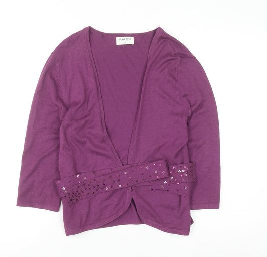 Kaliko Women's Purple Sequin Trim Cardigan Size 14