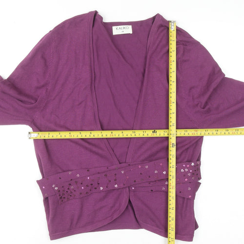 Kaliko Women's Purple Sequin Trim Cardigan Size 14