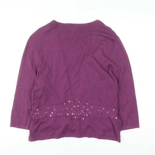 Kaliko Women's Purple Sequin Trim Cardigan Size 14