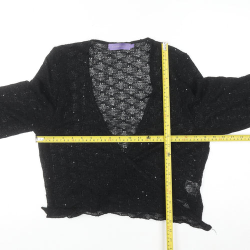 Autonomy Women's Black Sequin Wrap Cardigan L