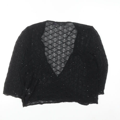 Autonomy Women's Black Sequin Wrap Cardigan L