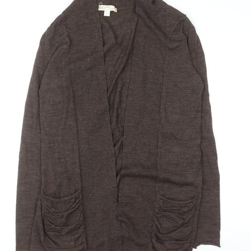 KENAR Women's Brown Merino Wool Open Cardigan Size S